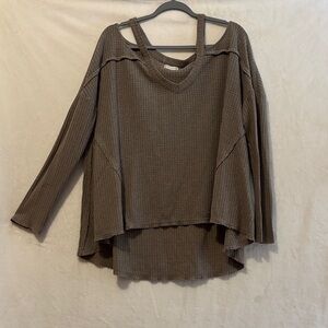 Altar'd State Brown V-Neck Top